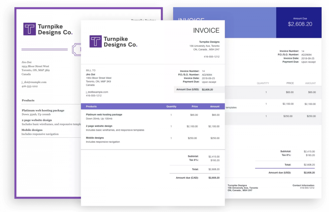 Invoicing Samples